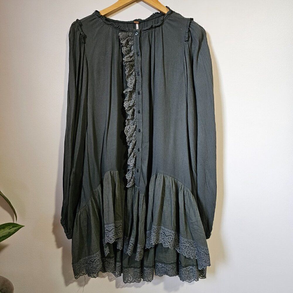 EUC FREE PEOPLE LACED TUNIC DRESS LONGSLEEVES SIZE SMALL 0B1240691